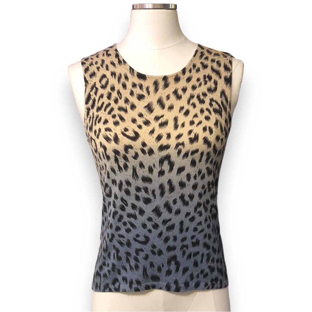 ROBERTO CAVALLI Ombre Leopard Cashmere Blend Knit Tank